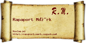Rapaport Márk névjegykártya